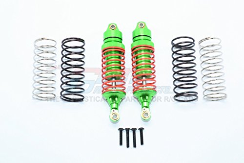 Traxxas Slash 4X4 & Stampede 4X4 VXL Upgrade Parts Aluminum Front Adjustable Spring Damper With Aluminum Ball Top & Ball Ends (1.3mm, 1.5mm, 1.7mm Coil Spring & 4mm Thick Shaft) - 1Pr Set Green