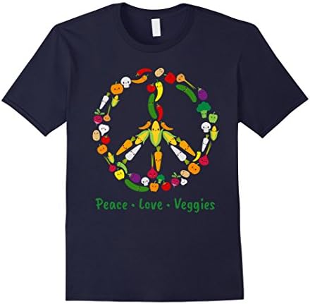 Mens Cute Kawaii Vegetable Veggie Peace Sign | Vegan T Shirt XL Navy