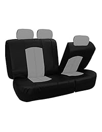 Juego completo de fundas de asiento de piel FH Group PU006MINT115 para airbag de menta y banco dividido, Gris