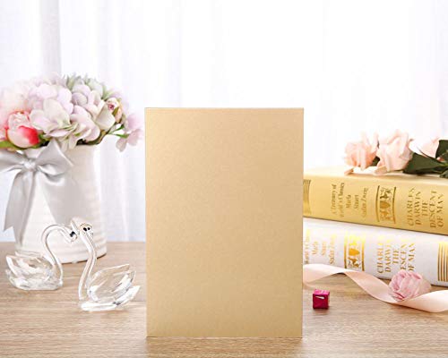 Gold Fortune 50PCS Blue Laser Cut Wedding Invitation Cards Kit with Hollow Flora Favors