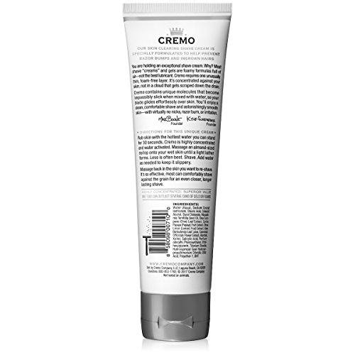 Cremo Unscented Shave Cream With Skin Clearing Formula, Helps Prevent Razor Bumps, Blemishes And Ingrown Hairs, 4 Ounce
