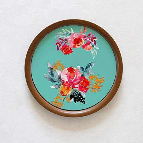 Cyahi - Wall Plates Wood Decor with Hook for Hanging - 10" in Diameter (Blooms)