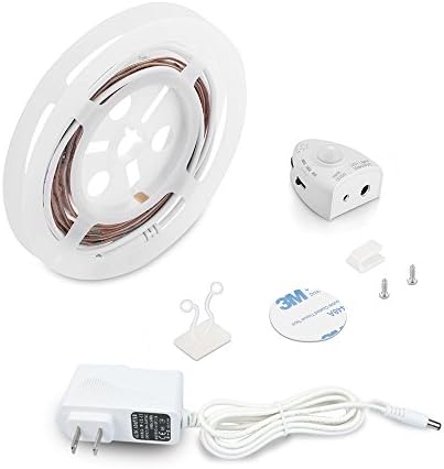 FSJEE Motion Activated Bed Light, Flexible LED Strip Motion Sensor Night Light with Automatic Shut Off Timer for Bedroom/Cabinet/Stairs/Bathroom Lamp Illumination (Twin Bed)