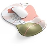 BOCHEERY Comfortable Mouse Pad with Gel Wrist Rest, Ergonomic Mouse Pad for Pain Relief, Smooth Wrist Support Surface and Non-Slip PU Base for Computer, Laptop, Office&Home(A05-Rose)