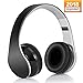 Wireless headset V4.1 Bluetooth Foldable Hi-Fi Stereo Over-Ear Headphone with 3.5mm Audio Jack MIC for Smart Phones & Tablets - Black