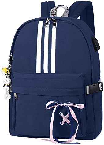 TIBES Student School Backpack Waterproof Schoolbag College Satchel Rucksack Daypack with USB Charging Port for Teen Girls