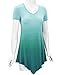 Lock and Love LL WT1051 Womens V Neck Short Sleeve Ombre Tunic Top XXL TEAL
