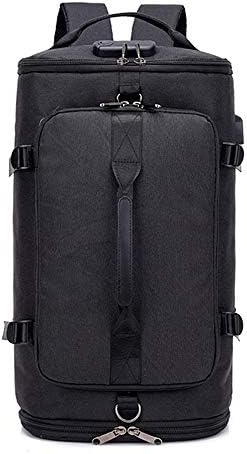 Whielle Mens Backpacks Casual Carry on Rucksack College Student Bookbag Travel Duffel Backpack 3-In-1 Black