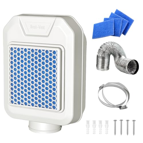 Best Vent Indoor Dryer Vent, Upgrade Dryer Vent with Flap for Electric Dryer, Stainless Steel Screen Filter, Polyester Filter, Indoor Dryer Vent Kit Come with 4 Polyester Filters and 8FT Vent Hose