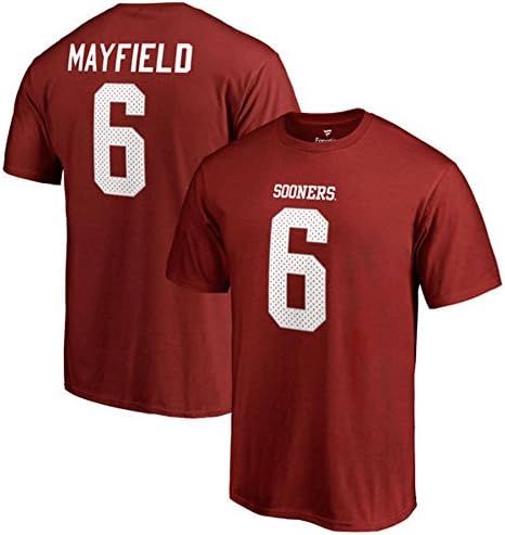 Fanatics Branded Baker Mayfield Oklahoma Sooners College Legends Name &amp; Number T-Shirt – Crimson (Medium)