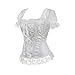 Women's Princess Renaissance Corset Lace Ruched Sleeves Elegant Overbust Top 2X-Large White