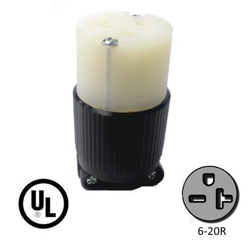 NEMA 6-20R Female Cord Connector Body - 20A, 220V to 250V, Iron Box # IBX-620R