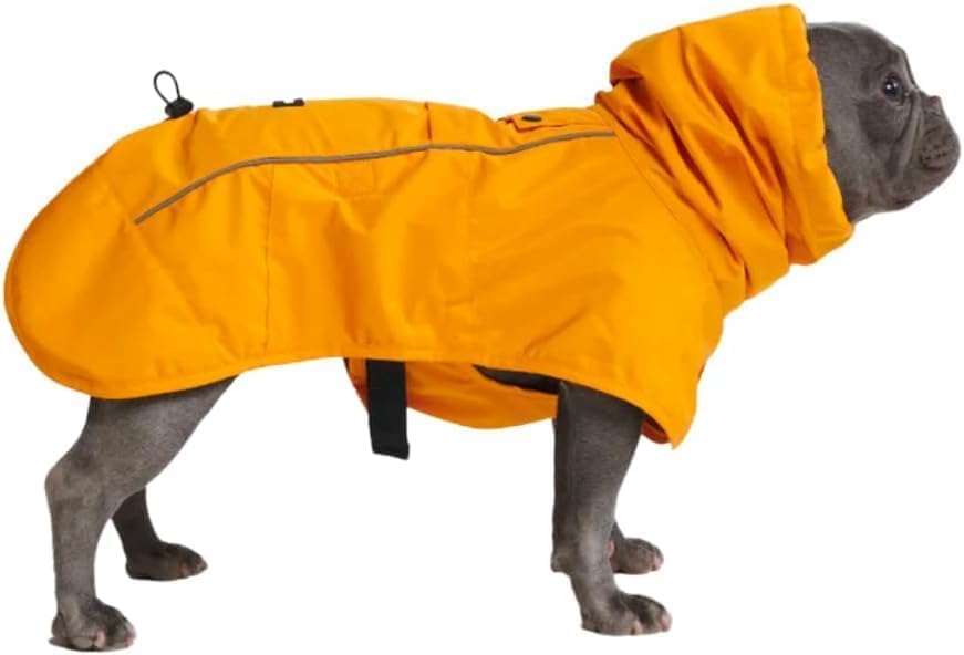 Spark Paws Dog Raincoat, Waterproof Coat Rain Jacket for Small Medium Large Dogs, Reflective Breathable Full-Body Coverage - Mustard Yellow - L — image 1