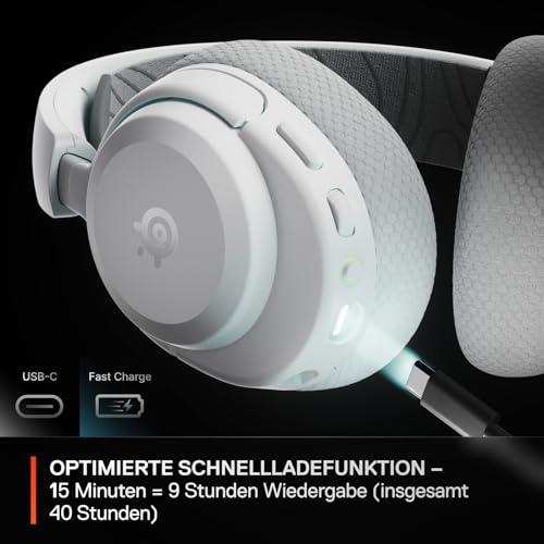 Arctis Nova 3P Wireless - PS5 Headset & PC Gaming Headset – App-Steuerung – 40 Std. Akku – Neodym-Magnet-Treiber – 2,4 GHz/Bluetooth – Abnehmbares Mikrofon – Für PS5, PC, Switch - Weiß