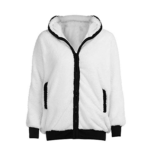 HIRIRI Cute Ear Panda Winter Warm Hoodie Coat Women Fluffy Warm Outerwear Tops Long Sleeve Hooded Jacket White