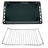 VIOKS Diepe bakplaat 445 x 375 x 17 + grillrooster roestvrij staal SET vervanging voor bakplaat Whirlpool 481010683241…