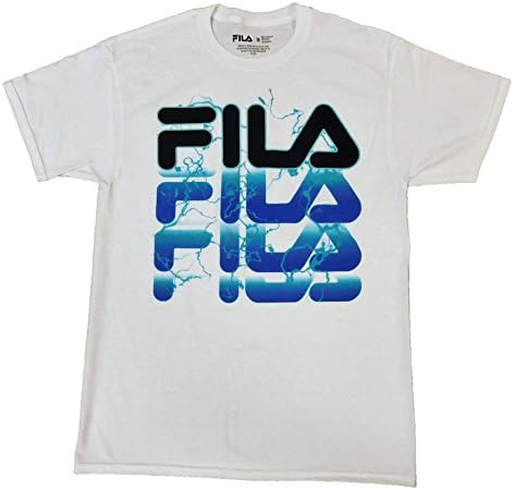 Men's Assorted FILA Logo Short Sleeve T-Shirts (M, White-Layered Logo)