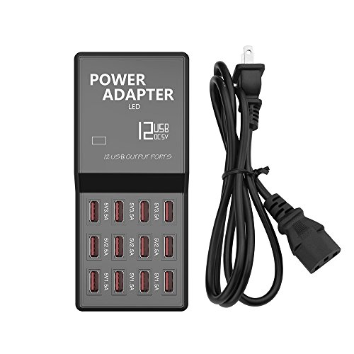 Multi Port USB Charger,Merkmak 12-Port 60W/12A Desktop USB Charging Station for iPhone X/8/7/6s/Plus, iPad Air 2/Mini 3, Samsung Galaxy S6/S6 Edge and USB-Powered Devices