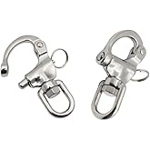 BEIRUDG Swivel Eye Snap Shackle 316 Stainless Steel Marine Sailboat Shackles Quick Release Swivel Shackle for Sailing Halyard, Sailing Rigging, SCBA Mask Clips and Sailboat Hardware 2pcs