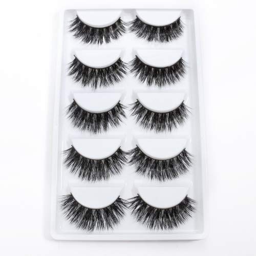 3D Mink False Eye Lashes Beautyorigin Fake Eyelashes 100% Siberian Mink Fur Makeup Wispy Long Cross Thick Reusable Fake Eyelashes 5 Pairs/pack （Style 1）