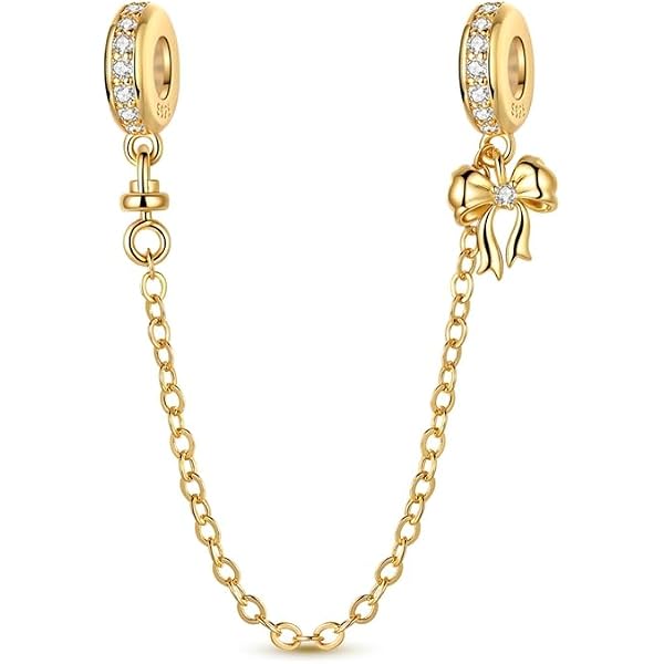 Safety Chain With Stopper Beads. for 3mm Chain. Gold Plated, Solid 925 Sterling Silver. for European Charm Bracelets. - Canada