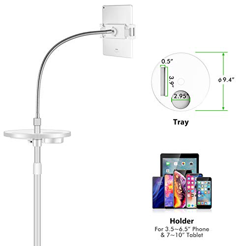 Viozon Gooseneck Tablet Floor Stand with a Portable Tray for 4.510