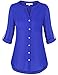 Misswor Womens Band Collar Roll/Short Sleeve Button Down Chiffon Blouse Shirt