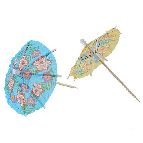 24 Pcs Mixed Tropical Drinks Cocktail Umbrella for pool party (Random Color)