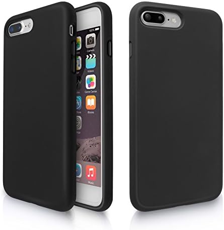 iPhone 8 Plus Case, iPhone 7 Plus Case, Fuleadture Liquid Silicone Gel Rubber Shockproof Soft Full Protective Cover with Microfiber Cloth Lining Cushion for iPhone 7 Plus/8 Plus - Black