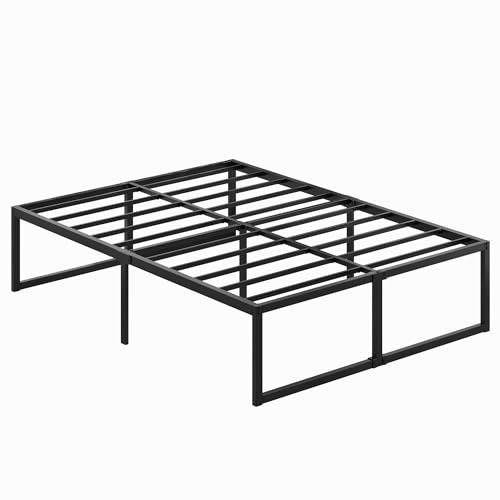 Lutown-Teen 46cm Base Cama Queen Size, No Necesita Somier, Base de Cama Queen Size con Resistentes Listones de Acero para Colchón, Fácil Montaje, Sin Ruido, Negro