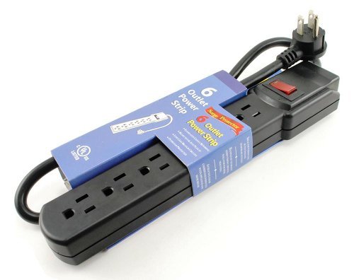 6 Outlet Surge Strip , Horizontal , 90 Joules, 24in (2 ft.) Cable