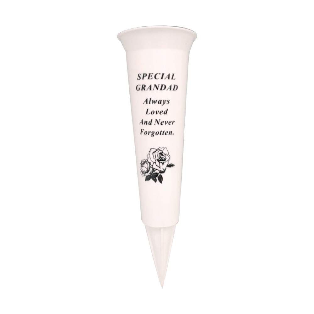 Graveside Memorial Vases/Flower Holders Ornament, Engraved with a Funeral Verse | A Personalised Plastic Spike Grave Decoration Ornament for your Loved Ones (Special grandad)