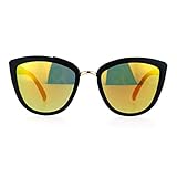 SA106 Womens Color Mirror mirrored Lens Oversize Cat Eye Sunglasses Black Orange