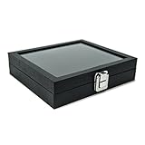 HUJI Glass Top Ring Display Showcase With Velvet Insert Liner Jewelry Organizer (1, 36 Slot Case) (Kitchen)
