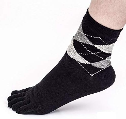 Annedenn Men's socks Men Business Toe Socks Rhombus Pattern Breathable Warm Stockings from