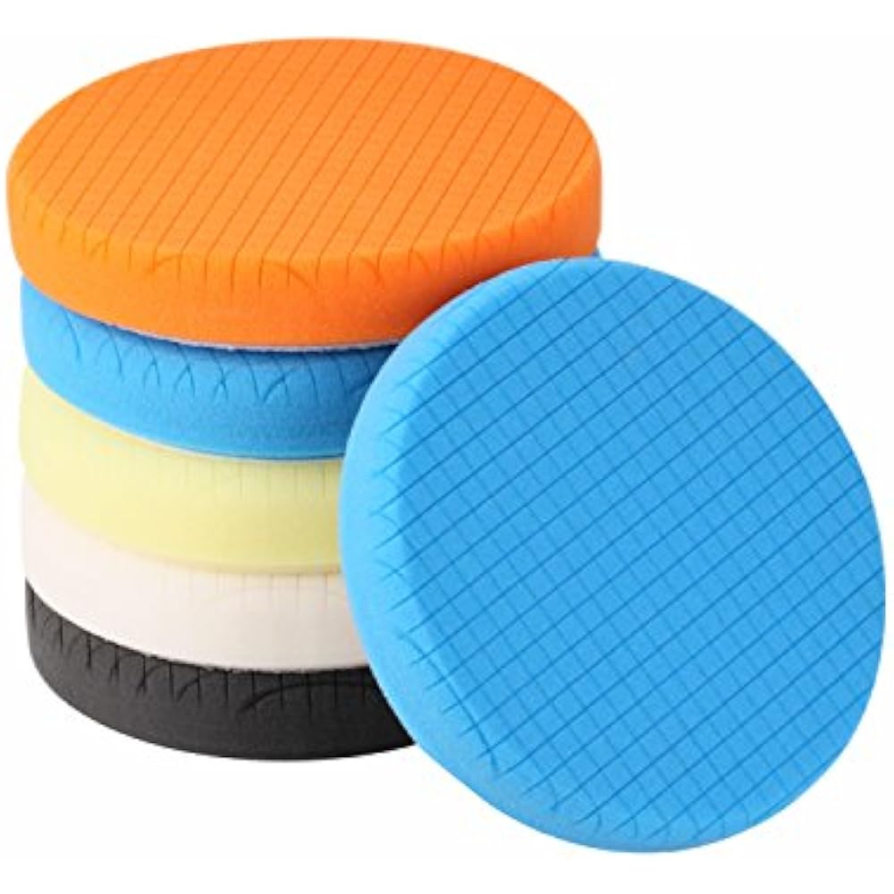 SPTA 5Pcs 6inch (150mm) Buffing Pads Polishing Grid Car Polisher Boat
