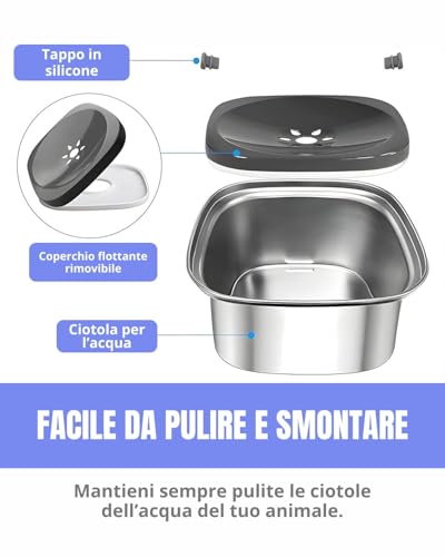 NOOGUI - Bowl for Dogs - Capacity 3L - Anti-drip Bowl Anti-Spill Anti-tip - Animal Accessory Non-Slip Base - Dog Water Bowl - Dispenser with 4 Bags Included