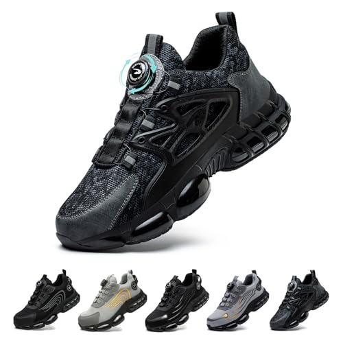 Gugifcto Safety Shoes Men Women Fashion Sneakers Non-slip Lightweight Breathable Comfortable Quick Release Safety Shoes with Steel Toe Cap 36-48 EU 36-48 EU