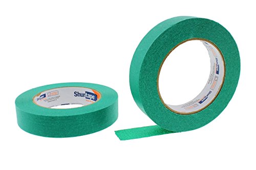 2pk 1" in x 60yd Green Masking Tape Extra Sticky PRO Grade High Stick Special Project Painters Tape Painting Trim Arts Crafts School Home Office 21 Days 24MM x 55M .94 inch Evergreen Dark
