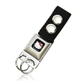 Hello Kitty Black Logo Seatbelt Buckle Key Chain, Official Licensed