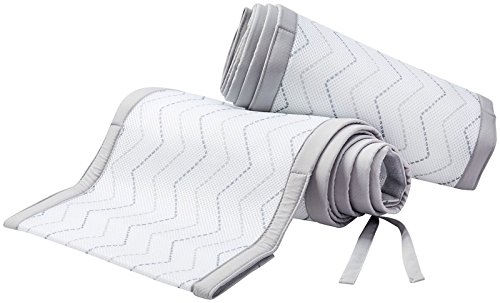 BreathableBaby Mesh Printed Crib Liner, Gray Chevron