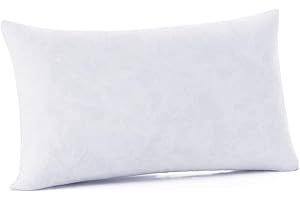 DOWNCOOL 100% Cotton Stuffer Throw Pillow Insert, Rectangle Down and Feather Filled Decorative Bed Sofa Insert, 12x20 Inch, White