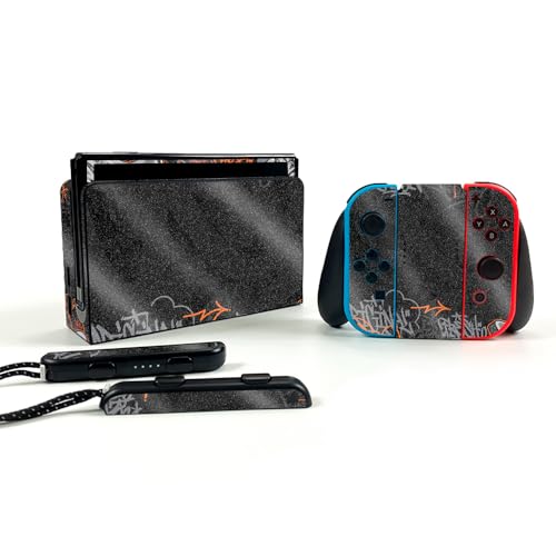 Glossy Glitter Gaming Skin Compatible with Nintendo Switch OLED - Orange Tag -…