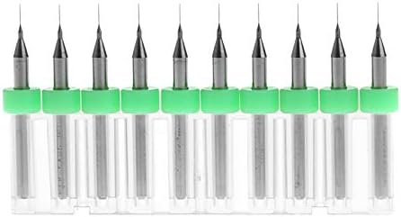 Algol - 10Pcs 0.2mm Tip 1/8" Shank Spiral Flute Tungsten Carbide Micro PCB Drill Bit