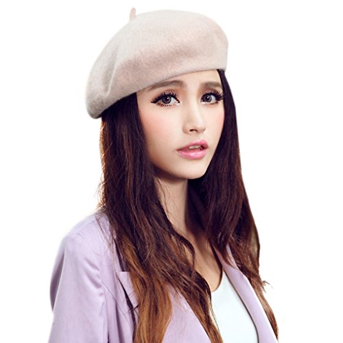 Chic 100% Wool Winter Warm Classic French Beret Beanie Hat Cap for Women  Girls Solid Color - Main Image