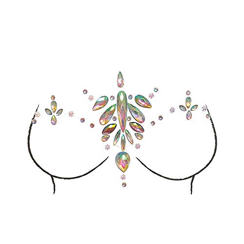 Face Gems, Ynredee 2 Set Women Mermaid Rave Festival Glitter, Rhinestone Temporary Tattoo Face Jewels Crystals Face Stickers Eyebrow Face Body Jewelry (breast and face 1)