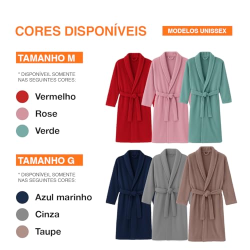 Roupão Microfibra Feminino Masculino Unissex Adulto Quentinho Inverno Frio Super Macio Confortável Antialérgico Secagem Rápida Saída de Banho Casa Hotel Enveloz