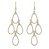 D EXCEED Jewelry Metal Teardrop Shaped Chandelier Tiered Dangle Earrings for Women