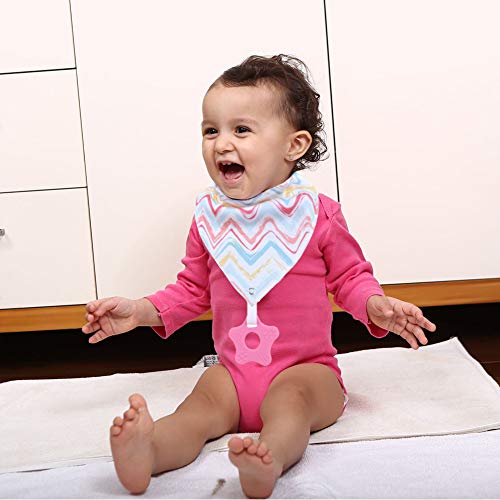 Baby Bandana Drool Bibs Unisex for Teething and Drooling - Super Soft Absorbent Cotton Bibs,Teething Toys Set Toddler Baby Shower Gift for Boys & Girls (8 Pack -2)