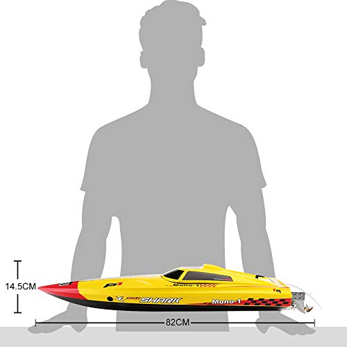 FUNTECH RC Boats PNP High Speed 80KM/H+ Electric Remote Control Boat [Yellow] - Freshwater - Pools Bathtubs Lake - Thumbnail 5